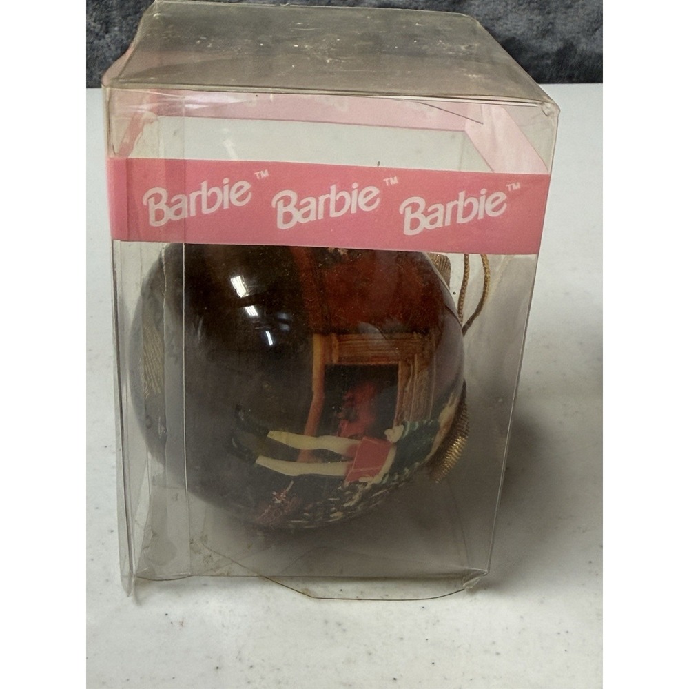 1997 Barbie Christmas Bulb Ornament Matrix Mattel Holiday Village 3" diameter